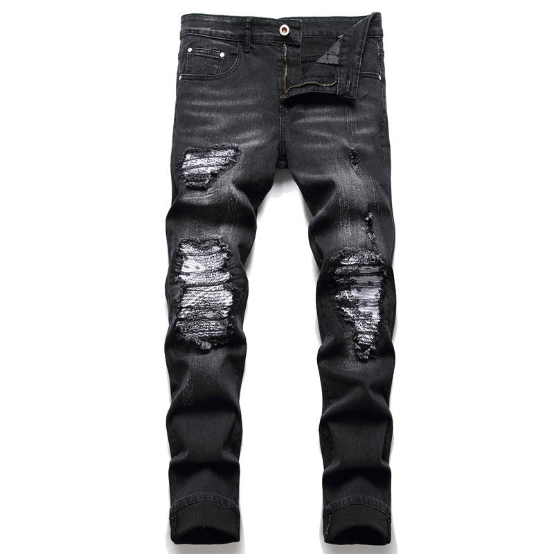 Men’s Paisley Print Patch Jeans