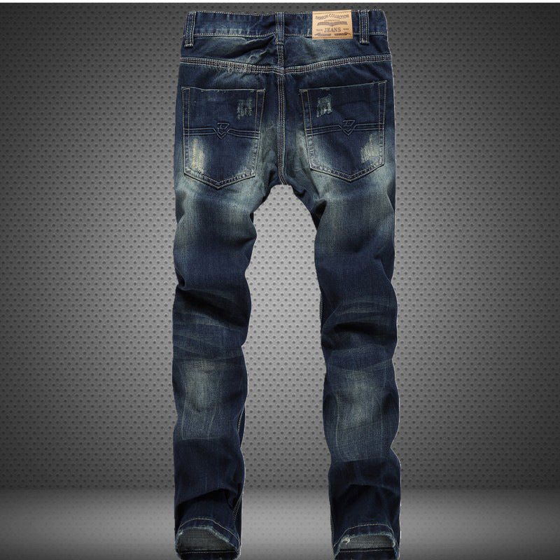 Men's Jeans Wear Hole Straight Tube