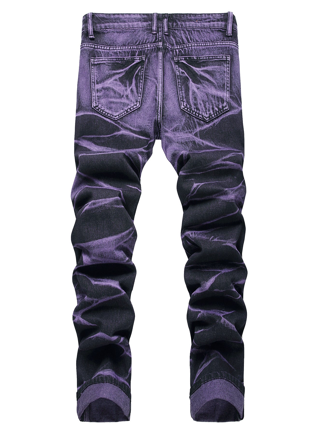 Purple And Black Ripped Denim Jeans